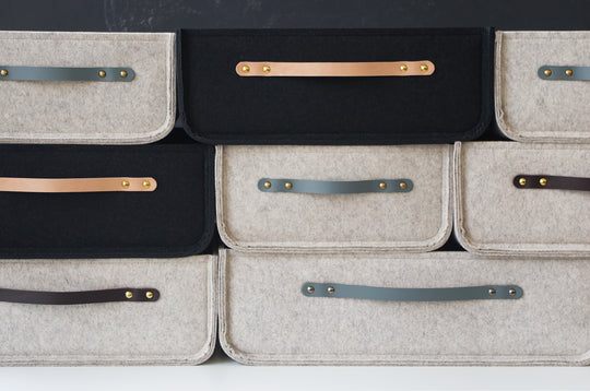 Custom Size Storage Bin with Leather handles