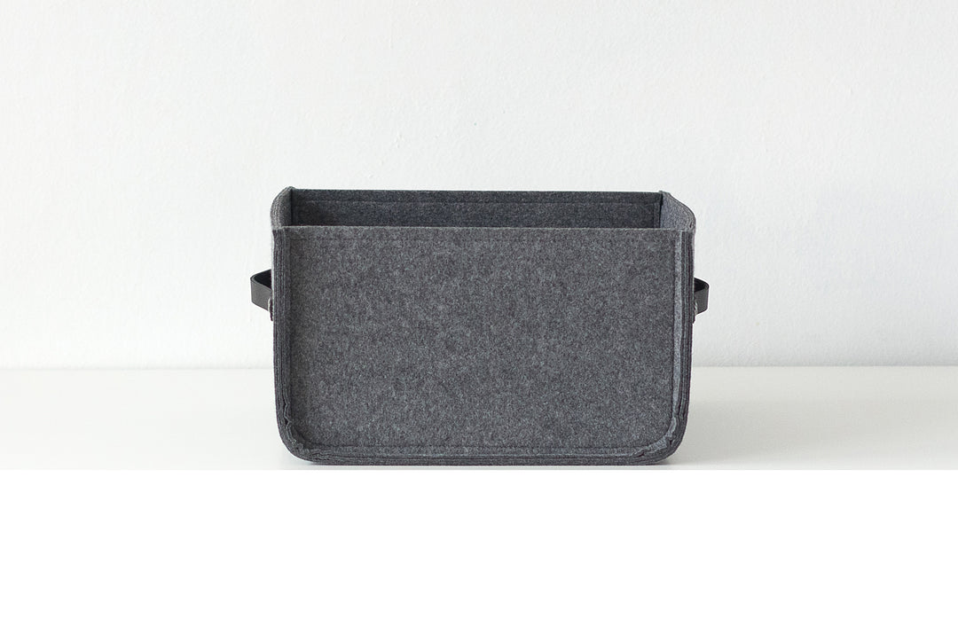 Custom Shelf Bin with leather handles