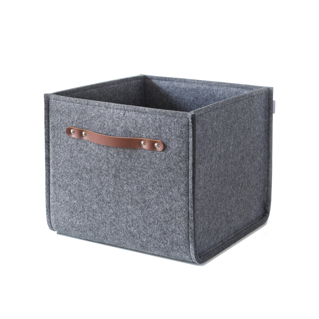 Custom Shelf Bin with leather handles