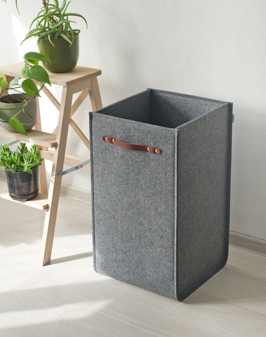 Custom Shelf Bin with leather handles