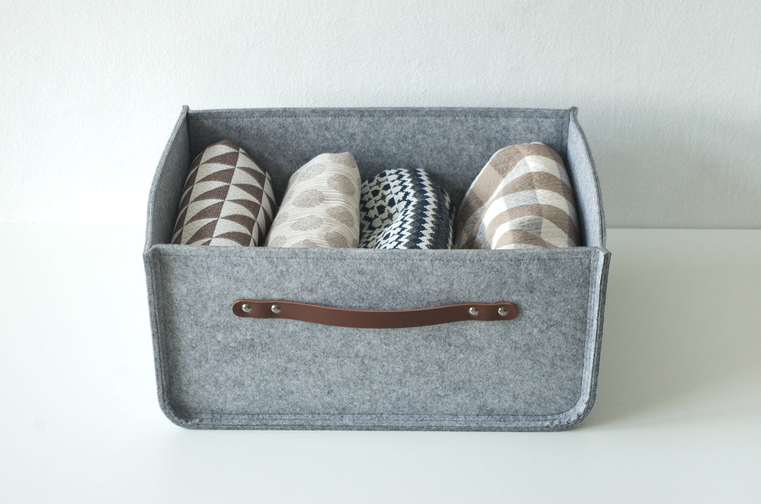 Custom Size Storage Bin with Leather handles