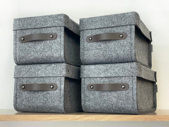 Custom Shelf Bin with leather handles