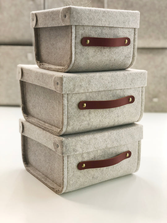 Custom Shelf Bin with leather handles