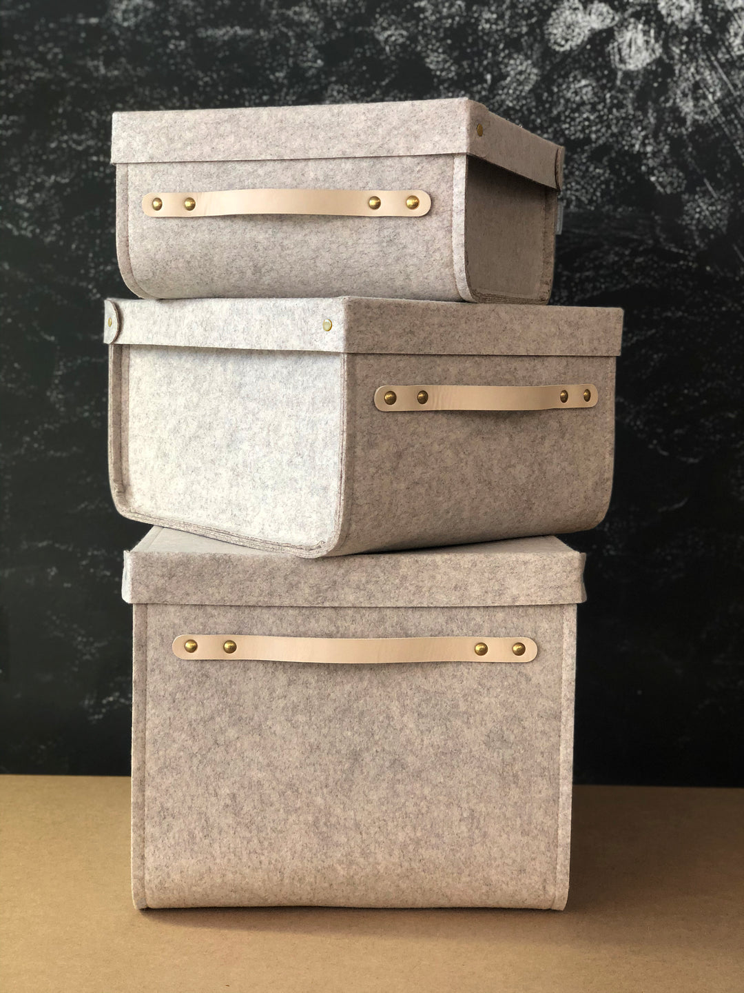 Custom Shelf Bin with leather handles