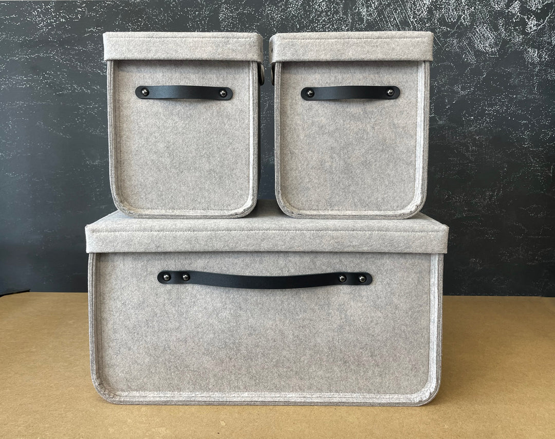 Custom Size Storage Bin with Leather handles