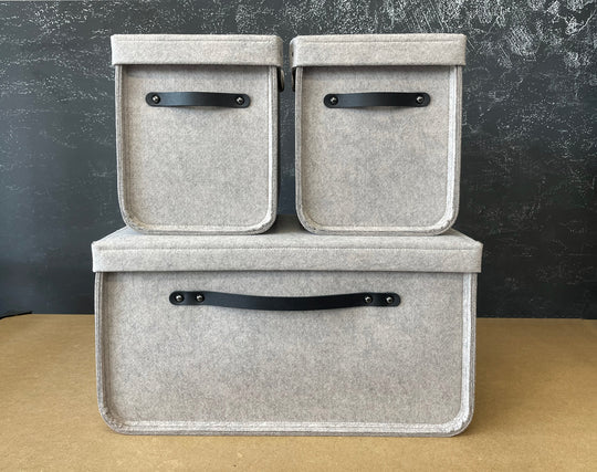 Custom Size Storage Bin with Leather handles