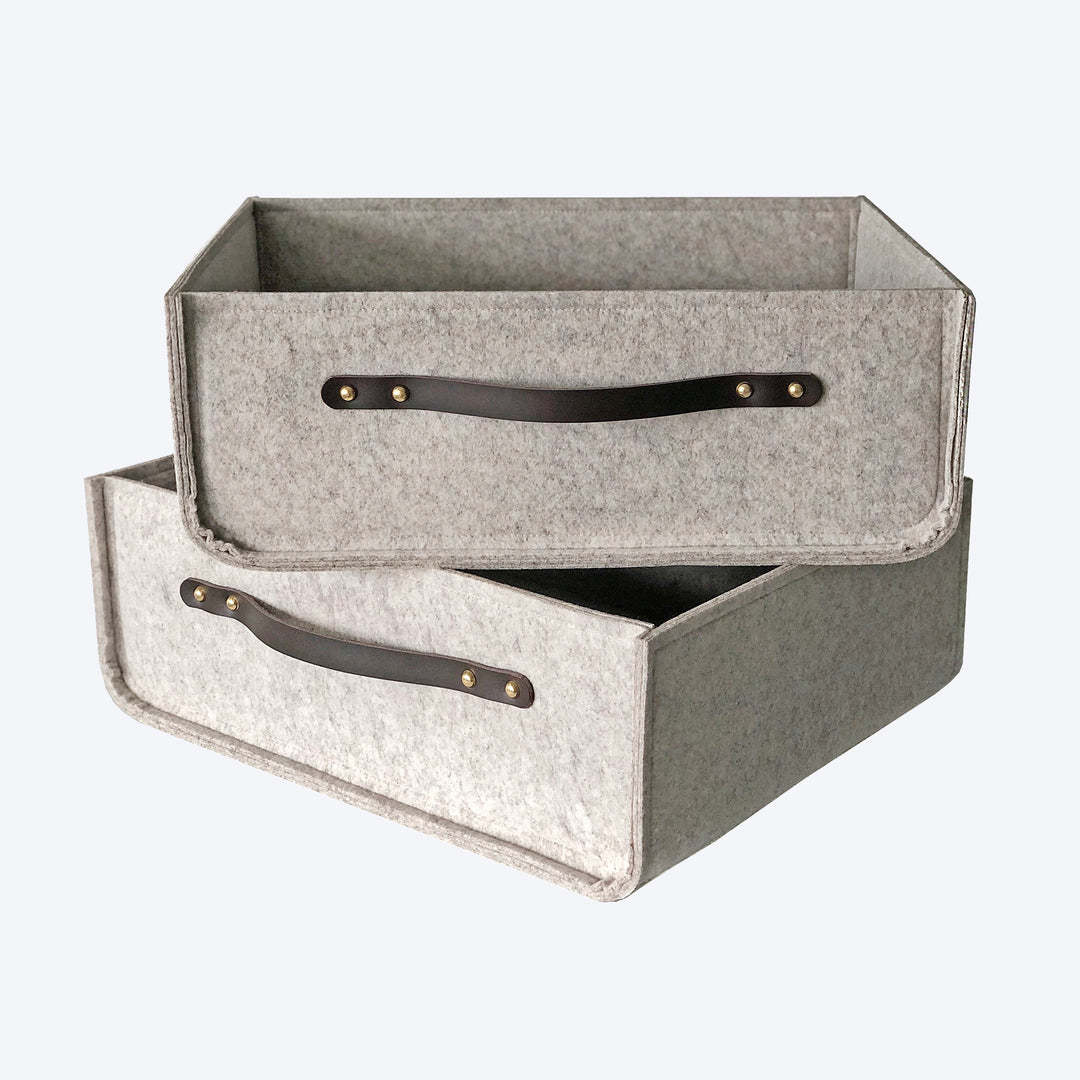 Custom Size Storage Bin with Leather handles