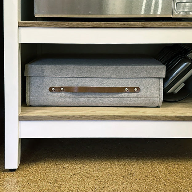 Custom Shelf Bin with leather handles