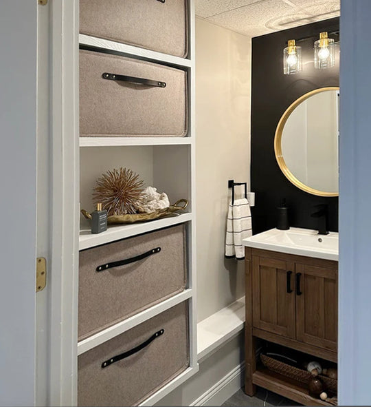 Custom Size Storage Bin with Leather handles