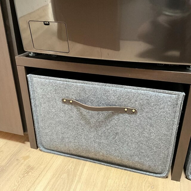 Custom Shelf Bin with leather handles