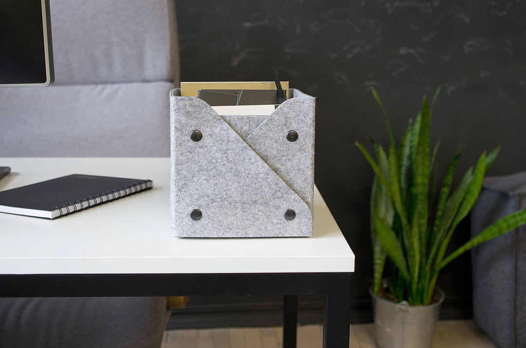 Storage Bin with Metal Buttons