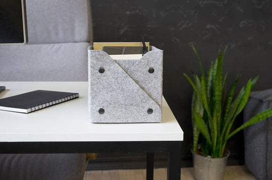 Storage Bin with Metal Buttons