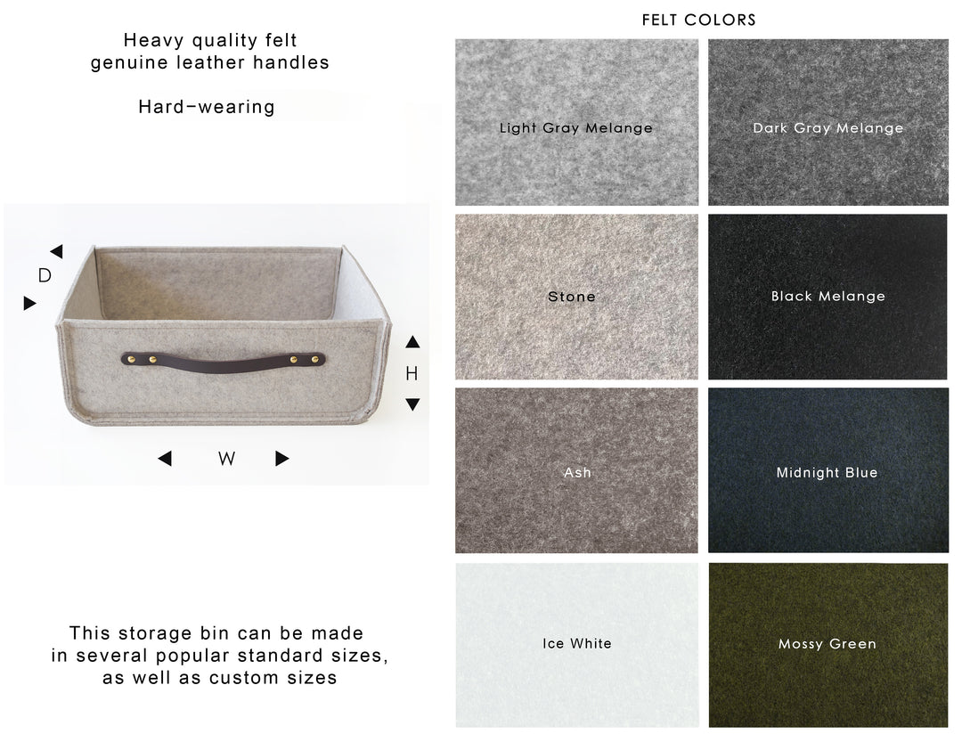 Custom Size Storage Bin with Leather handles