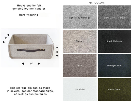 Custom Size Storage Bin with Leather handles