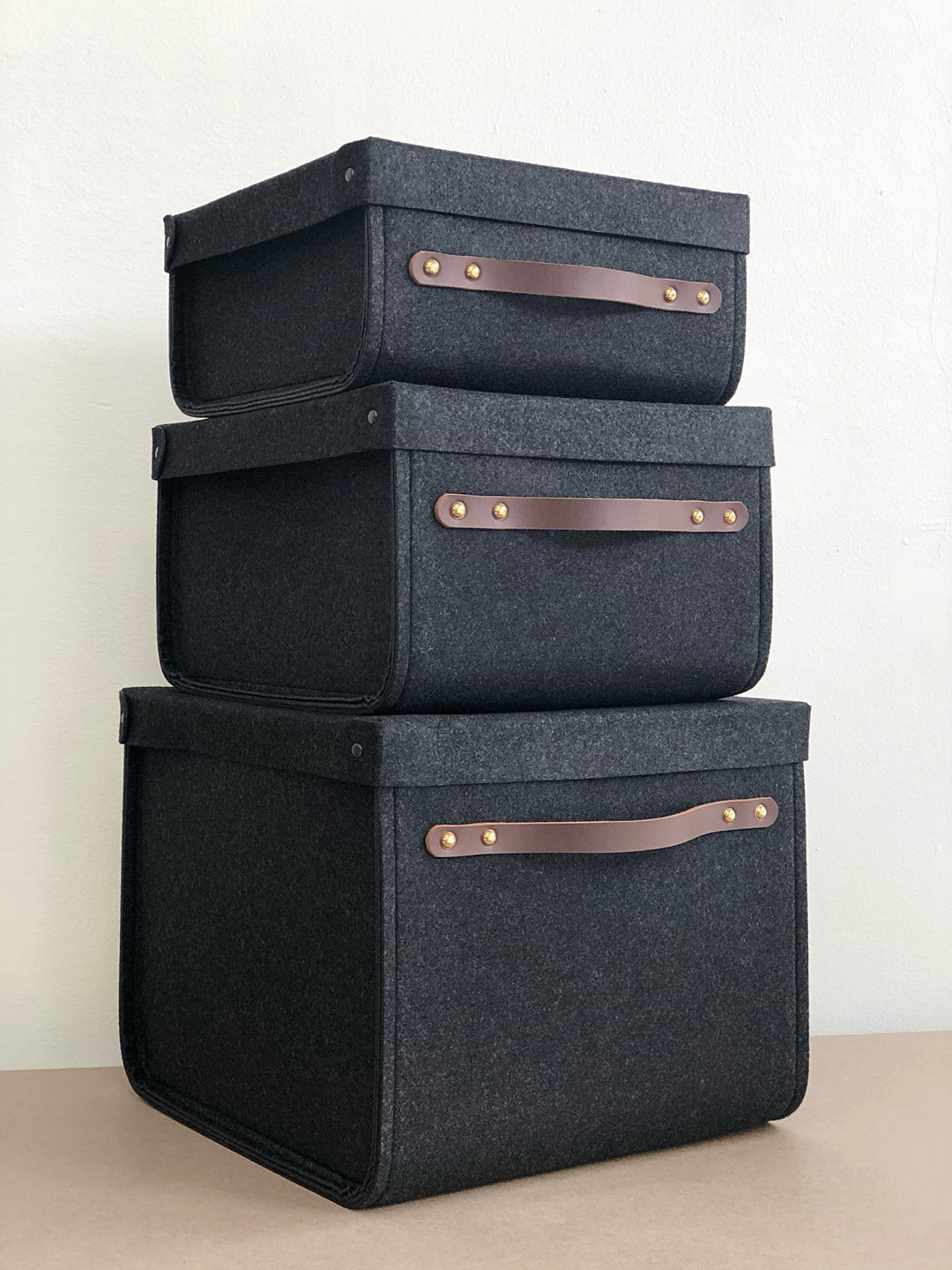Custom Shelf Bin with leather handles