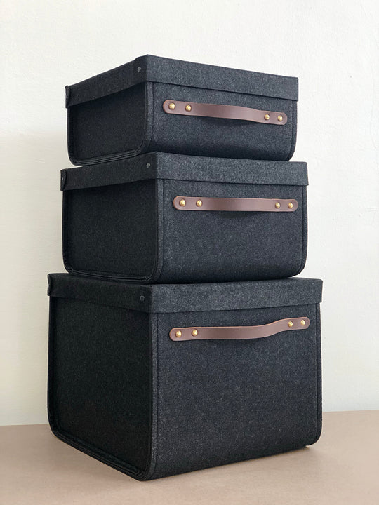 Custom Shelf Bin with leather handles